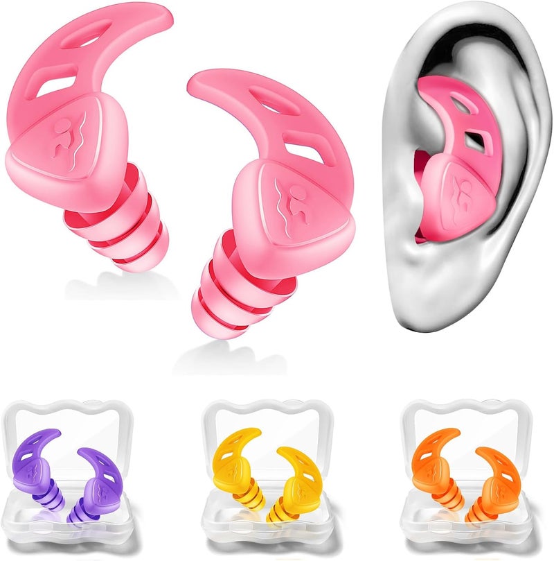 ANANJY Waterproof Swimming Ear Plugs for Adults - 4 Pairs of Reusable Soft Silicone Swim Earplugs,Perfect for Surfing, Diving,Pool,Showering and Other Water Sports - Keep Water Out and Ear Protection - Image 1